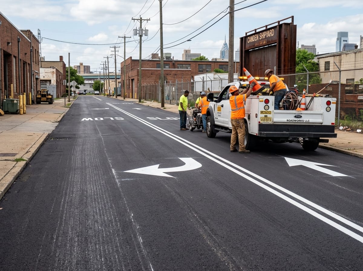 Professional photograph freshly striped by Blacktop Bosses Camden